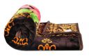 HOMEKART Premium Super Soft Cloudy Printed Mink Single Bed Blanket for All Season, Ultrasoft & Cozy Single Ply Blanket | |152 x 228 Cm (Brown Pink & Green)| TC - 280...