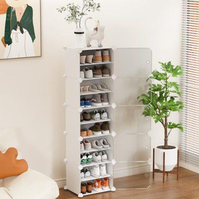 Homeland Plastic Shoe Rack - 10-White DIY Shoe Rack Organizer/Multi-Purpose Shoe (10 Layer White)