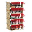 Homeland Shoe Rack-5 Layer -Plastic Wooden Looking Organizer/Multi-Purpose, Easy Assembly, Adjustable Shoe Storage Organizer Stackable Detachable DIY, Plastic 5 Layers Portable...