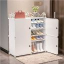 Homeland Shoe Rack Portable Shoe Rack Organizer / Multi-Purpose Shelf Storage Cabinet (12-SHELF-4-DOOR, White)...