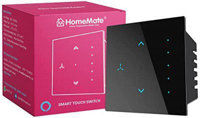 HomeMate Wi-Fi Smart Fan Regulator Touch Switch | Works with Amazon Alexa, Google Assistant & Siri (Pack of 1, Black)