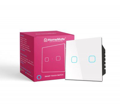 HomeMate WiFi 2 Gang Touch Switch | Compatible with Alexa and Google Home | 15 A 