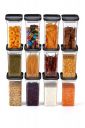 Homemet 1100 ML Square Air Tight Containers For Kitchen Storage Set, Bpa-Free Container For Kitchen Storage Set Pantry Organization And Kitchen Storage, Dishwasher Safe - (BLACK, 10)...
