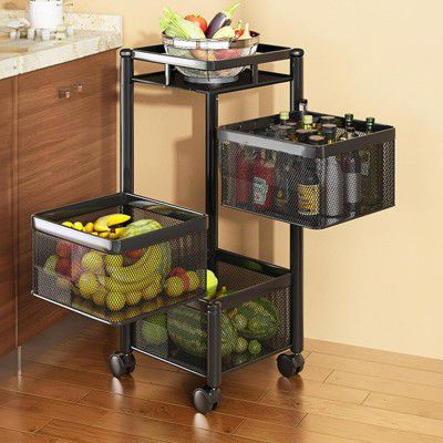 Homeor Multi-Purpose Mesh Rotating Trolley Storage Organizer & Kitchen Accessories Items 
