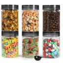 Homeor Plastic Storage Jar & Containers With Spoon, Airtight & BPA Free Containers, 300 ML Set 6, Black...