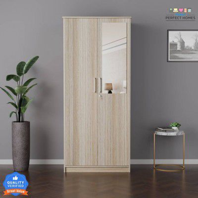 Flipkart Perfect Homes Engineered Wood 2 Door Wardrobe (Finish Color - Melamine Vogue French Oak GL, Mirror Included, Knock Down)