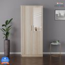 Flipkart Perfect Homes Engineered Wood 2 Door Wardrobe (Finish Color - Melamine Vogue French Oak GL, Mirror Included, Knock Down)...