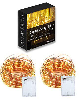Homesake 50 LED Fairy Lights for Room Decoration Battery Operated String Lights, Warm White (5 M-Set of 2)