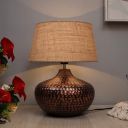 Homesake® Antique Hammered Table Lamp Oil-Rubbed Bronze Metal (Gourd, Jute)...