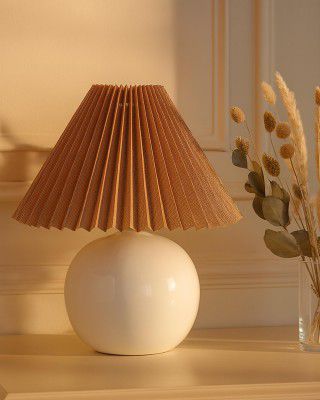 Homesake® Bedside Ceramic Table Lamp, Classic Desk Incandescent Lamp (Beige)
