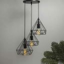 Homesake Hanging Light Diamond Cluster-Modern Ceiling Pendant Light for Home Decoration, Pack of 1, (Black)...