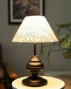 HOMESAKE Metal Table Lamp Urn White Star Prints...