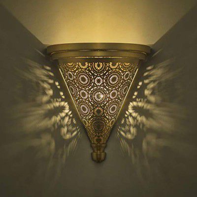 Homesake Moroccan Wall Trophy Concentric Circles Light Shades, Engraved Wall Sconce Light, Antique Handmade, Brass