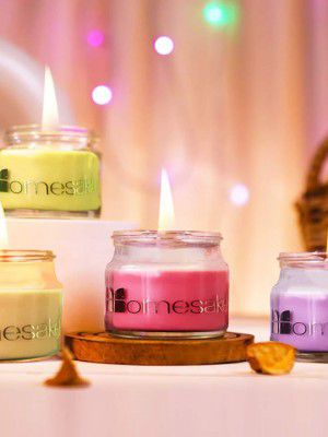 Homesake Organic Aroma Yellow & Pink 4 Pieces Candle Jars
