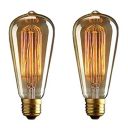 Homesake Pear Shape Edison Tungsten Squirrel Cage Filament Vintage Antique Light Bulb E27 ST64, Set of 2...