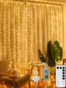 Homesake Warm White 8 Mode Curtain LED String Lights...