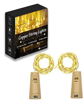 Homesake Wine Bottle Cork 20 LED Copper String Lights, Rice Lights LED Fairy Lights (2M Set of 2 cork)