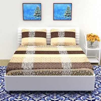 HOMESTORE-YEP Glace Cotton Bedsheet for Double Bed with Pillow