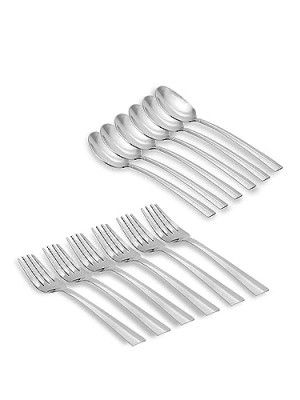 HOMETALES 12 Pcs Stainless Steel Cutlery Set (6 Spoons & 6 Forks)