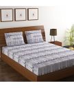 HOMETALES Cotton Big Checks Checks Bedsheet with 2 Pillow Covers...