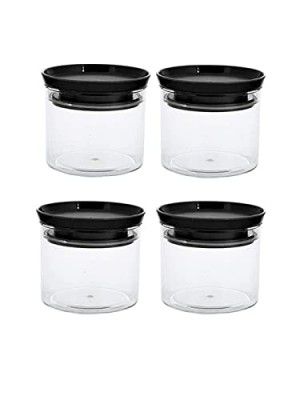 HOMETALES Multi-Purpose Container 500ml each,Black Lid (4U)