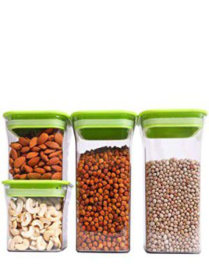 HOMETALES Multipurpose PET Container 1100mlx2, 550mlx2, Green (4U)