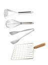 HOMETALES Premium Stainless Steel Kitchen Tool Combo Set (1U Roaster, 1U Tong, 1U Whisk & 1U Masher), 4U...