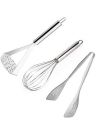 HOMETALES Premium Stainless Steel Kitchen Tool Combo Set (1U Tong, 1U Whisk & 1U Masher), 3U...