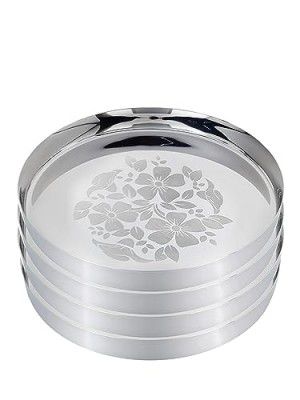 HOMETALES Stainless Steel 13 Inches Chapti Khumcha with Laser Etching Pack of 4, Heavy Gauze