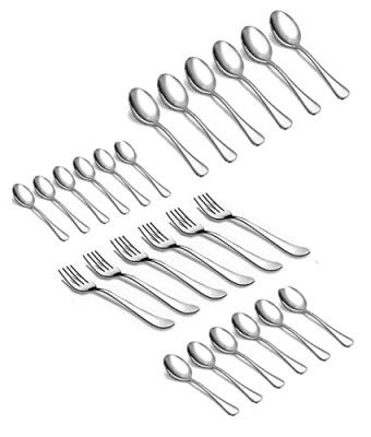 HOMETALES Stainless Steel Cutlery Set of 24 (6 Dinner Spoon, 6 Dinner Fork, 6 Baby Spoon and 6 Tea Spoon)