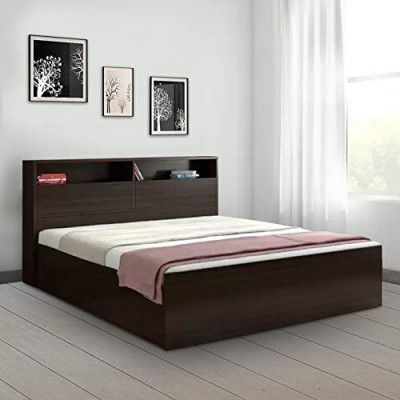 [Extra Rs.8000 Off] HomeTown Alex Engineered Wood Box Storage Queen Size Bed in Dark Walnut Colour