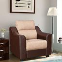 HomeTown Alfred Fabric & Leatherette Single Seater Sofa in Brown Colour...