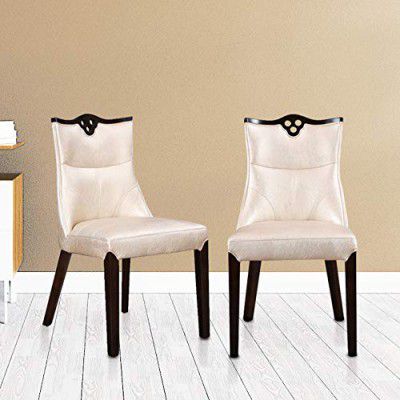 HomeTown Alston Solid Wood Dining Chair Set of Two in Ivory Colour