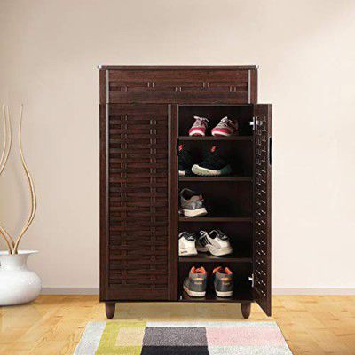 HomeTown Alton Engineered Wood Shoe Rack in Wenge Colour