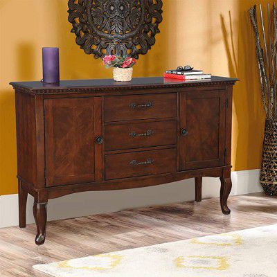 HomeTown Astoria Solid Wood Storage Sideboard in Dark Brown Colour