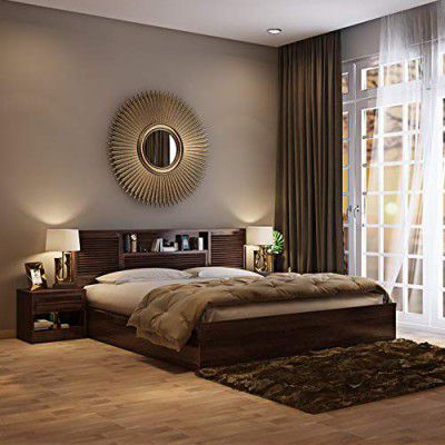 [Extra Rs. 7393 OFF] HomeTown Bolton Engineered Wood Box Storage Queen Size Bed in Wenge Colour