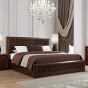 HomeTown Casablanca Solid Wood Hydraulic Storage Queen Size Bed in Walnut Colour...