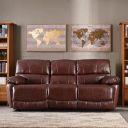 HomeTown Charles Half Leather Three Seater Recliner in Brown Colour...