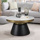 HomeTown Chelsea Marble & Iron Center Table in White, Black & Gold Colour...