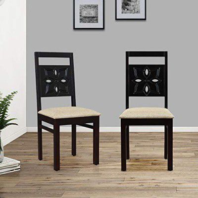HomeTown Flora Solid Wood Dining Chair Set of Two in Walnut Color