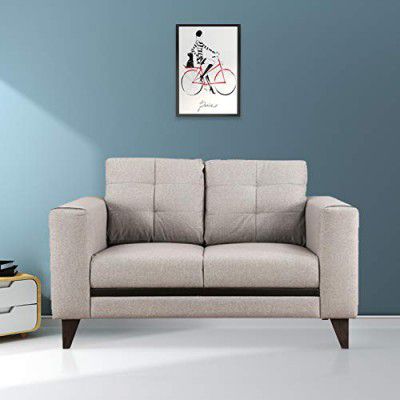 HomeTown Garcia Sylo Fabric 2 Seater Sofa Grey | Modern Sofa Set for Living Room | Upholstered Fabric Couch Furniture India