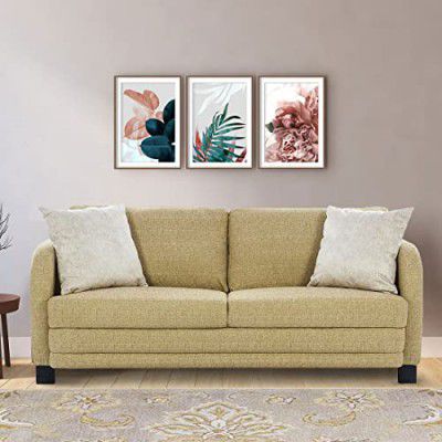 HomeTown Grace Fabric Three Seater Sofa in Olive Colour