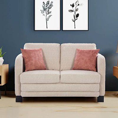 [Extra Rs.13500 OFF] HomeTown Grace Fabric Two Seater Sofa in Beige Colour