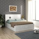 HomeTown Gwen King Bed with Hydraulic Storage in White & Denim Colour...