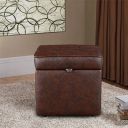 HomeTown Jose Fabric & Leatherette Ottoman in Brown Colour...
