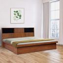 HomeTown Mystique Solid Wood Hydraulic Storage King Bed in Walnut Colour...