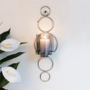 HomeTown Nyra Metal and Glass Wall Sconce in Silver Colour...