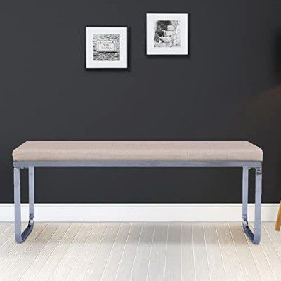 HomeTown Opera Engineered Wood Six Seater Dining Bench in White & Grey Color