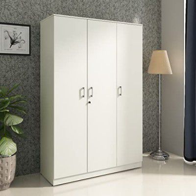 HomeTown Prime Three Door Wardrobe in White Colour