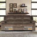 HomeTown Rhea Fabric Three Seater Recliner in Brown Colour...